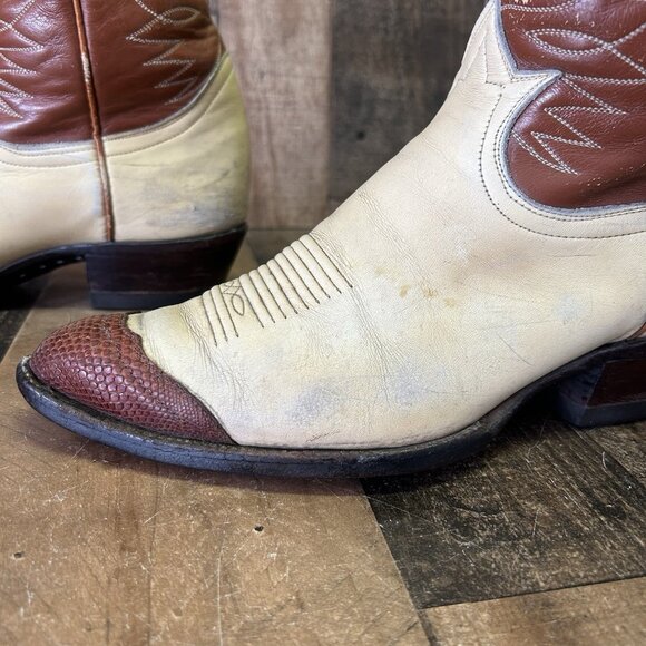 Tony Lama 6216 Vintage Gold Label Wingtip Urban Cowboy Boots Mens 9 D - Picture 11 of 12